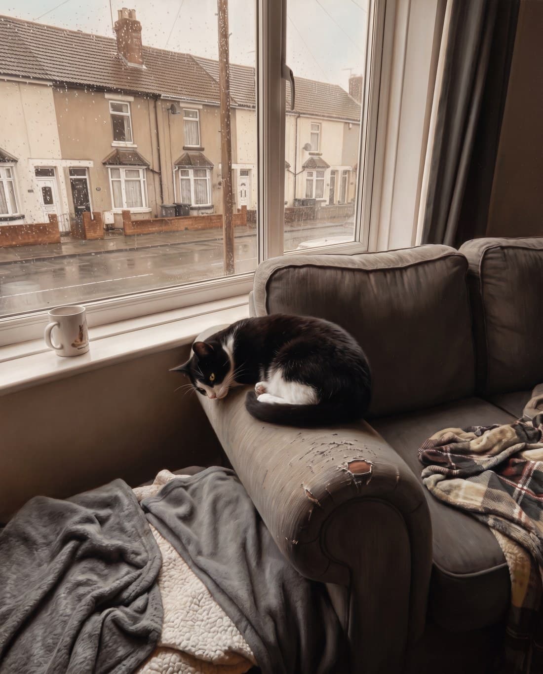 The same cat hand-painted in oil on canvas