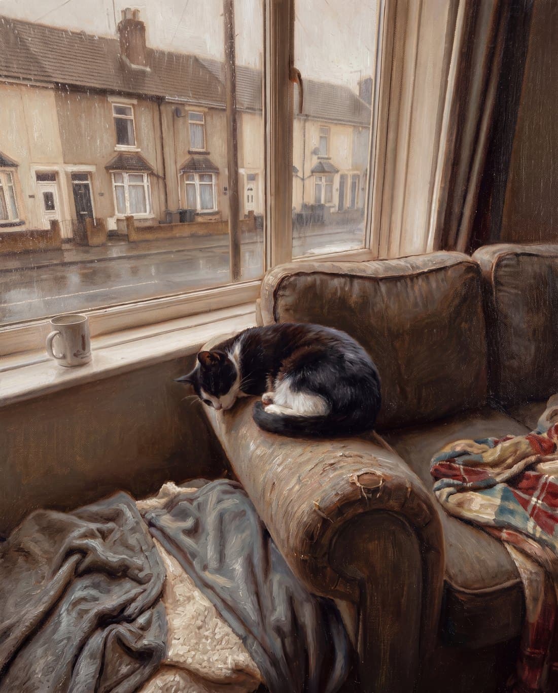 The same cat hand-painted in oil on canvas
