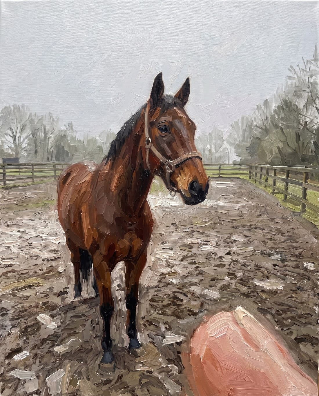The same horse hand-painted in oil on canvas