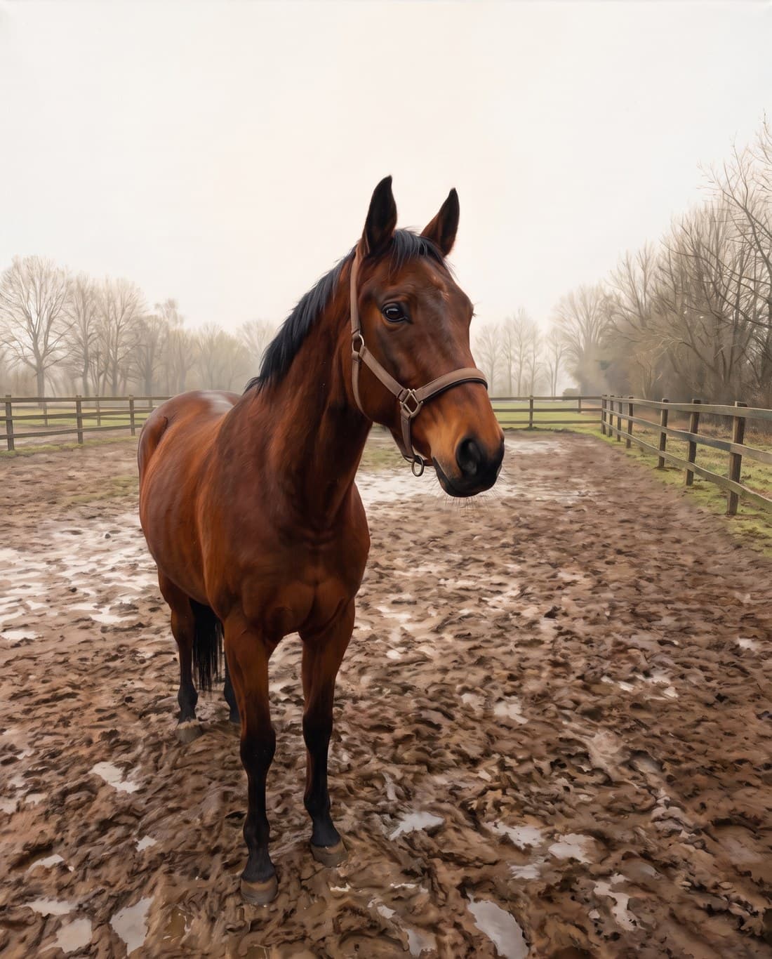 The same horse hand-painted in oil on canvas