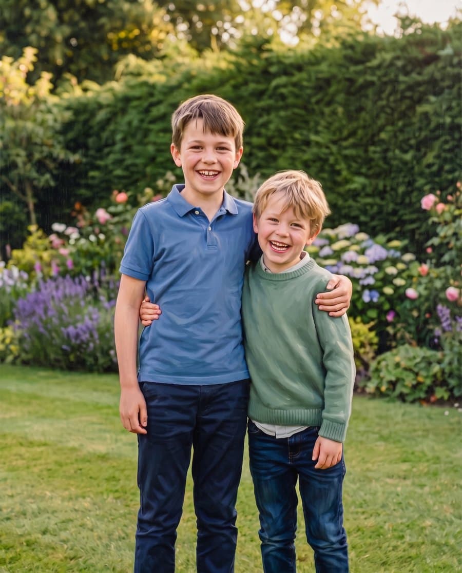 Oil painting of two young boys