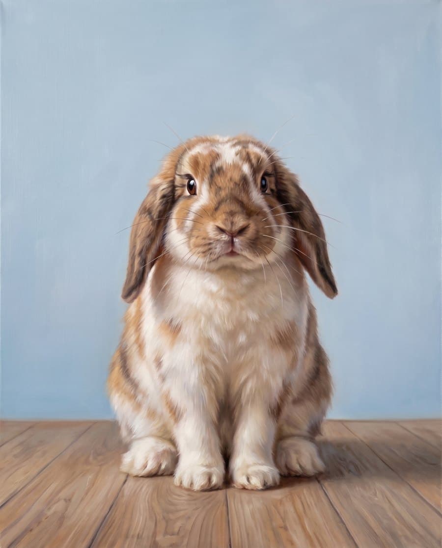 Oil painting of a pet rabbit