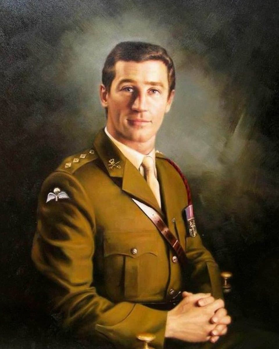 Oil painting of an army officer in uniform, hand-painted from a photograph