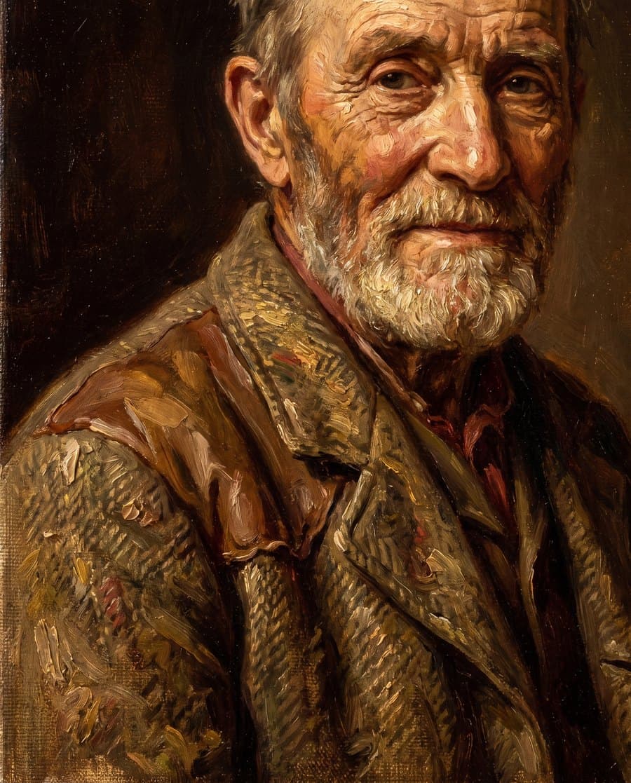 A memorial portrait hand-painted in oil on canvas