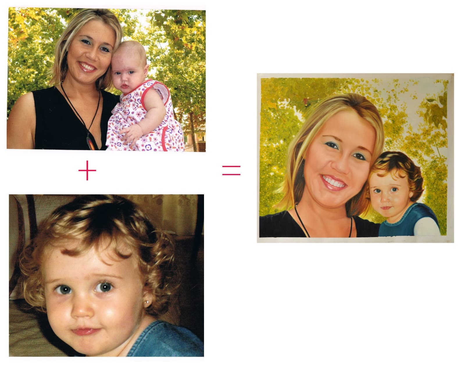 Real customer commission — Mother Baby Toddler Composite Before After