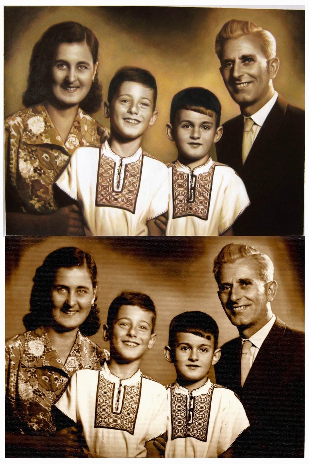 Family Portrait Vintage Couple Two Boys