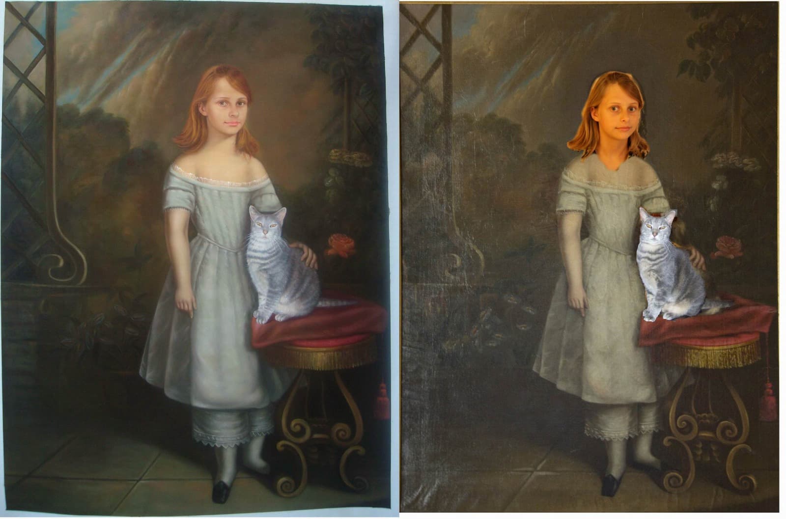 Girl Cat Victorian Style Portrait