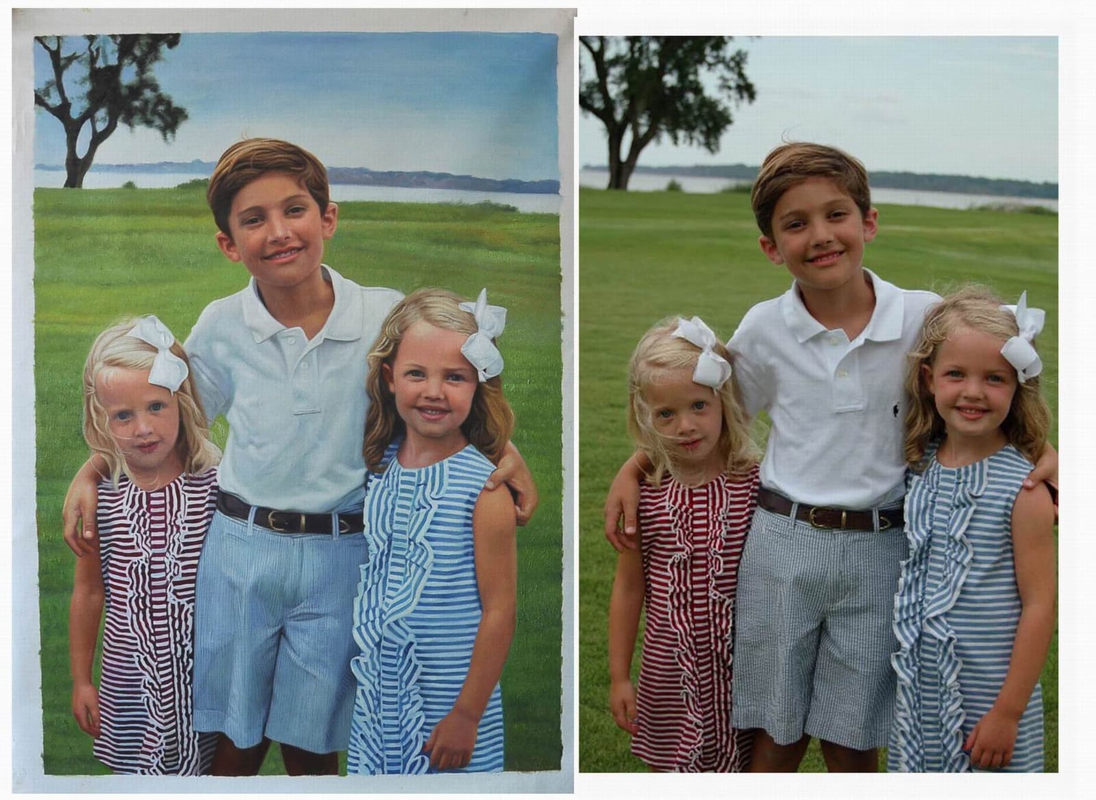Three Siblings Grass Portrait