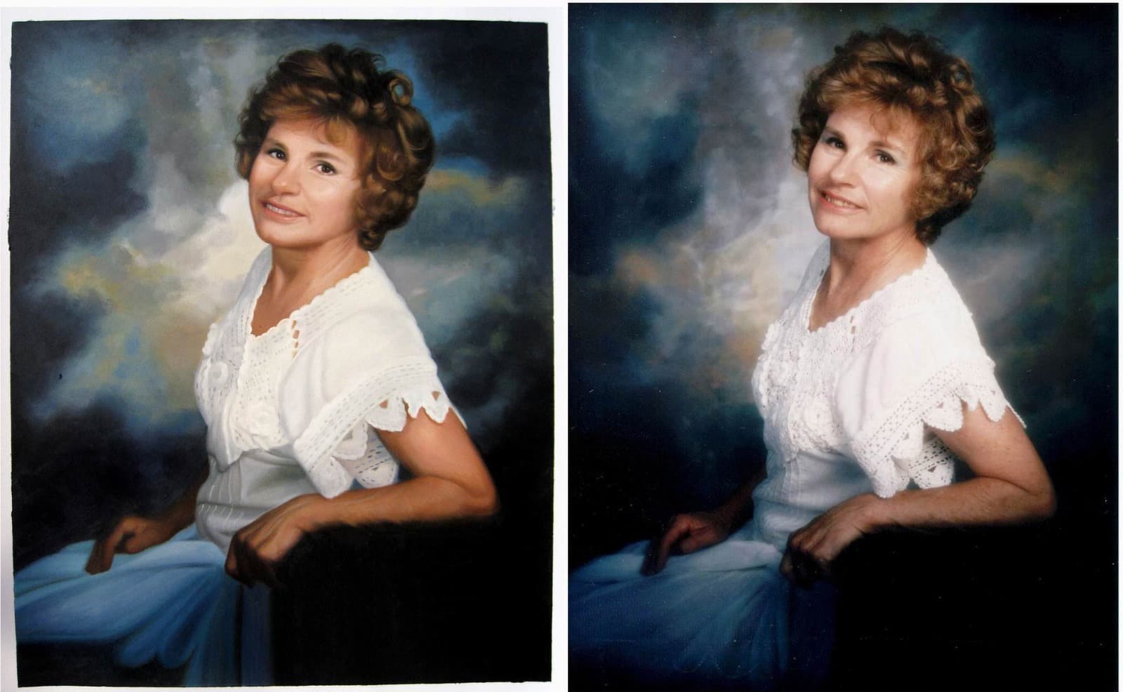 Woman Portrait Curly Hair Blue