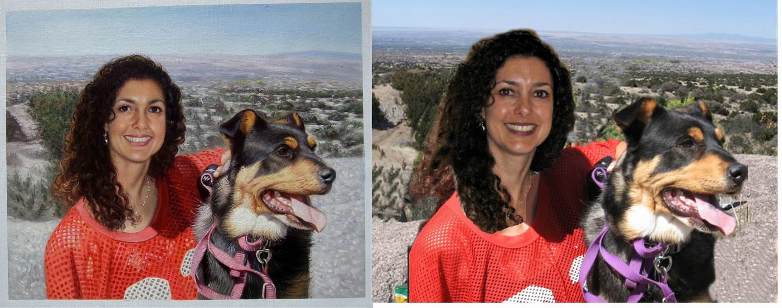 Woman With Dog Mountain Landscape