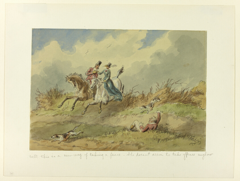 Well, This is a New Way of Taking a Fence-She Doesn't Seem to Take Offence Anyhow by Hablot Knight Browne