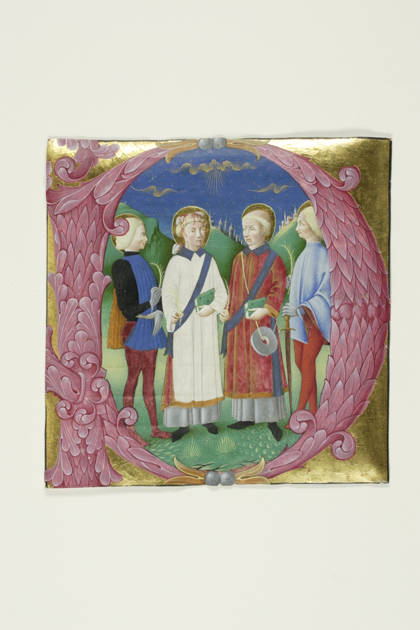 Four Saints in a Historiated Initial "P" from a Choirbook or Antiphonal by Paolo De Ascone