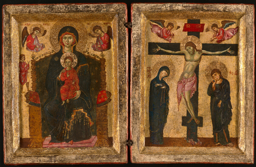 Diptych of the Virgin and Child Enthroned and the Crucifixion by Eastern Mediterranean