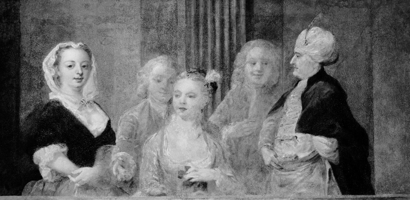 Fashionable Figures, with a Man in Turkish Costume by British