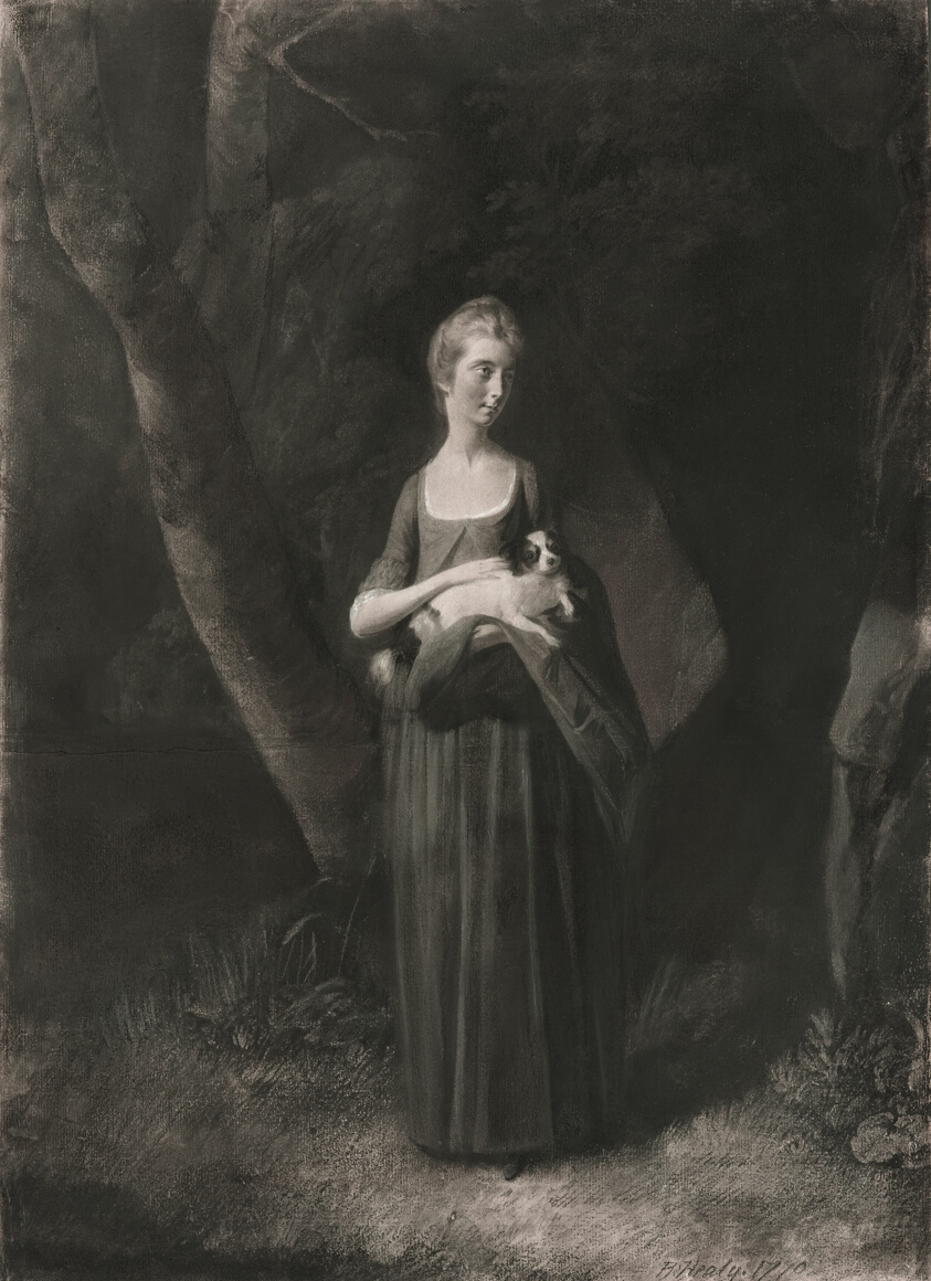 Miss Cunningham Holding Her King Charles Spaniel by Robert Healy