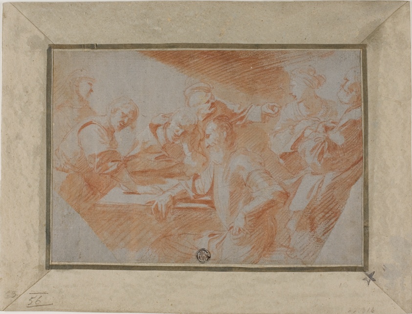 Group of Figures Around Table by Sébastien Bourdon