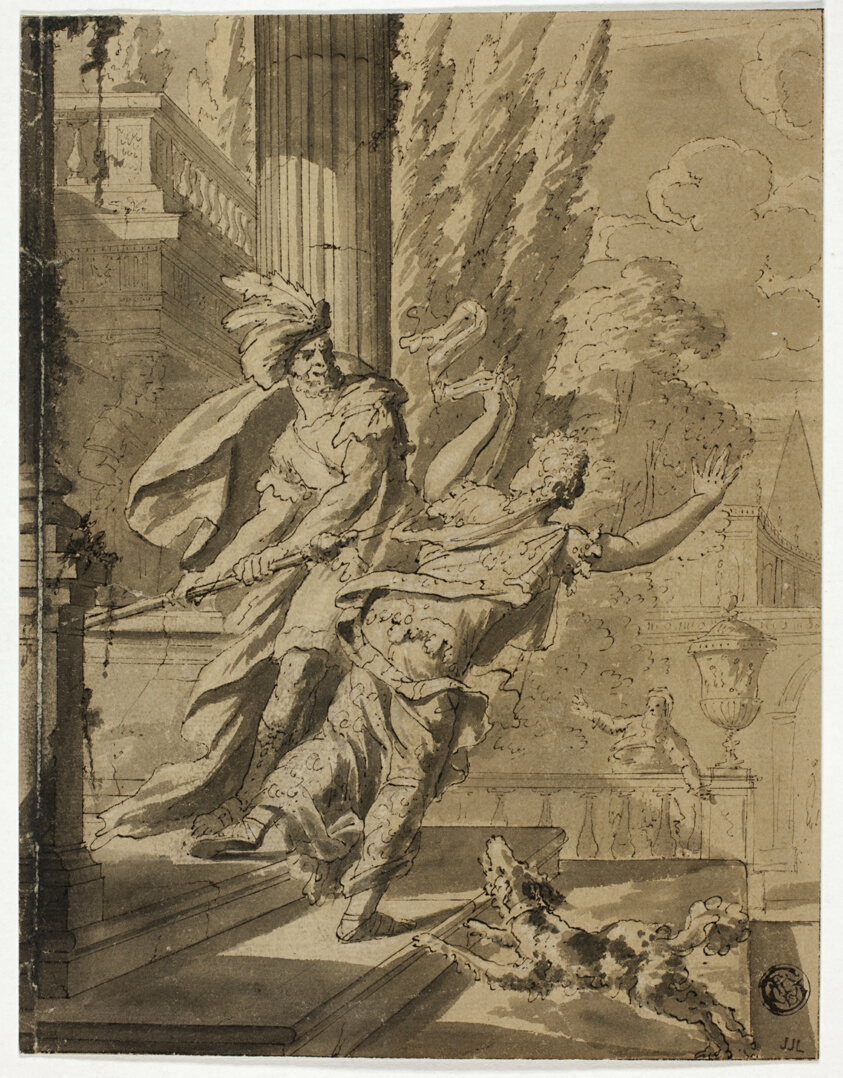 Warrior Chasing Woman Away from Palace by Style of Gerard de Lairesse