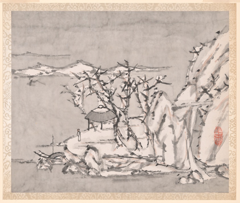 Landscape and Figure, from an album of Landscapes and Calligraphy for Liu Songfu by Xugu