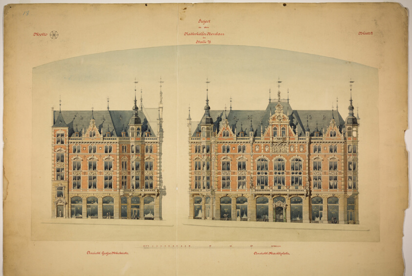 Rathskeller Neubau, Halle (Saale), Saxony-Anhalt, Germany, Elevations by Peter Joseph Weber