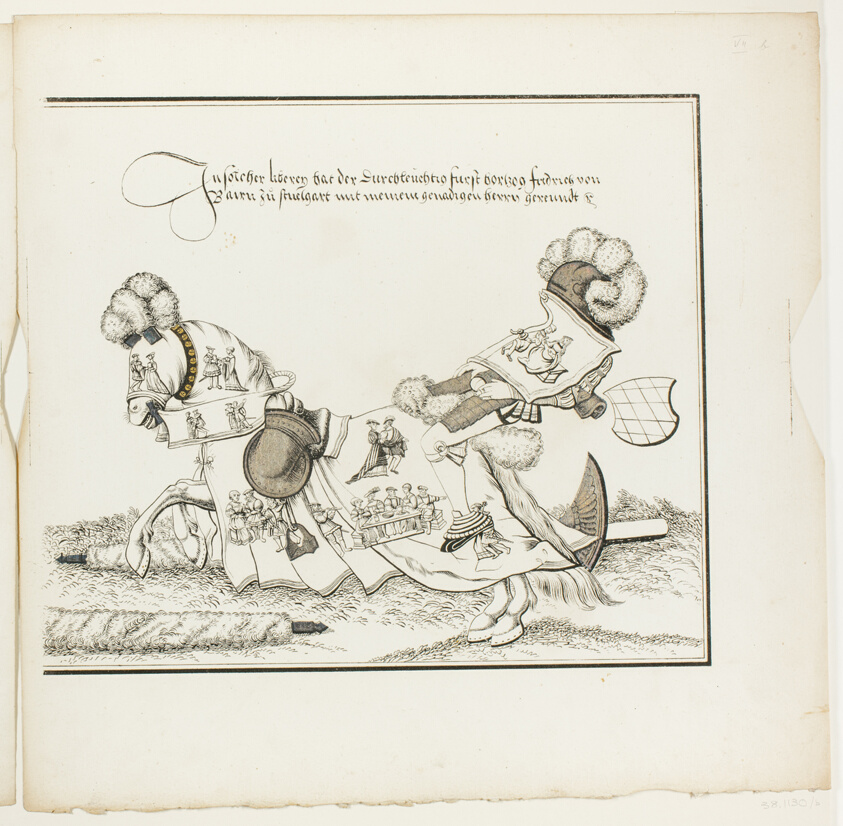 Plate 7b, from Turnier Buch Herzogs Wilhelm des Vierten von Bayern (Tournament Book of Duke Wilhelm IV of Bavaria) by Clemens Senefelder