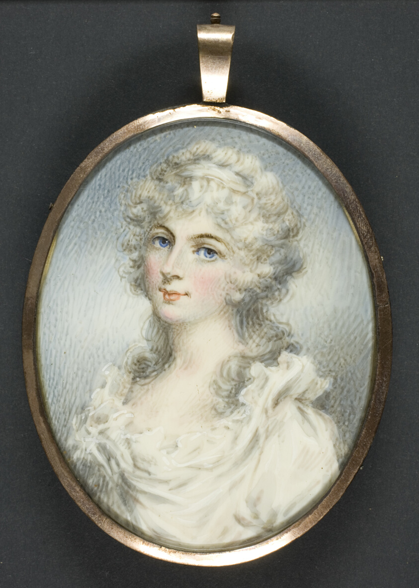 Portrait of a Woman in White Dress by English