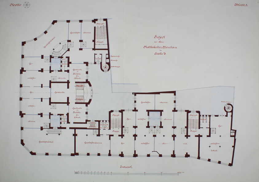 Rathskeller Neubau, Halle (Saale), Saxony-Anhalt, Germany, Mezzanine Plan by Peter Joseph Weber