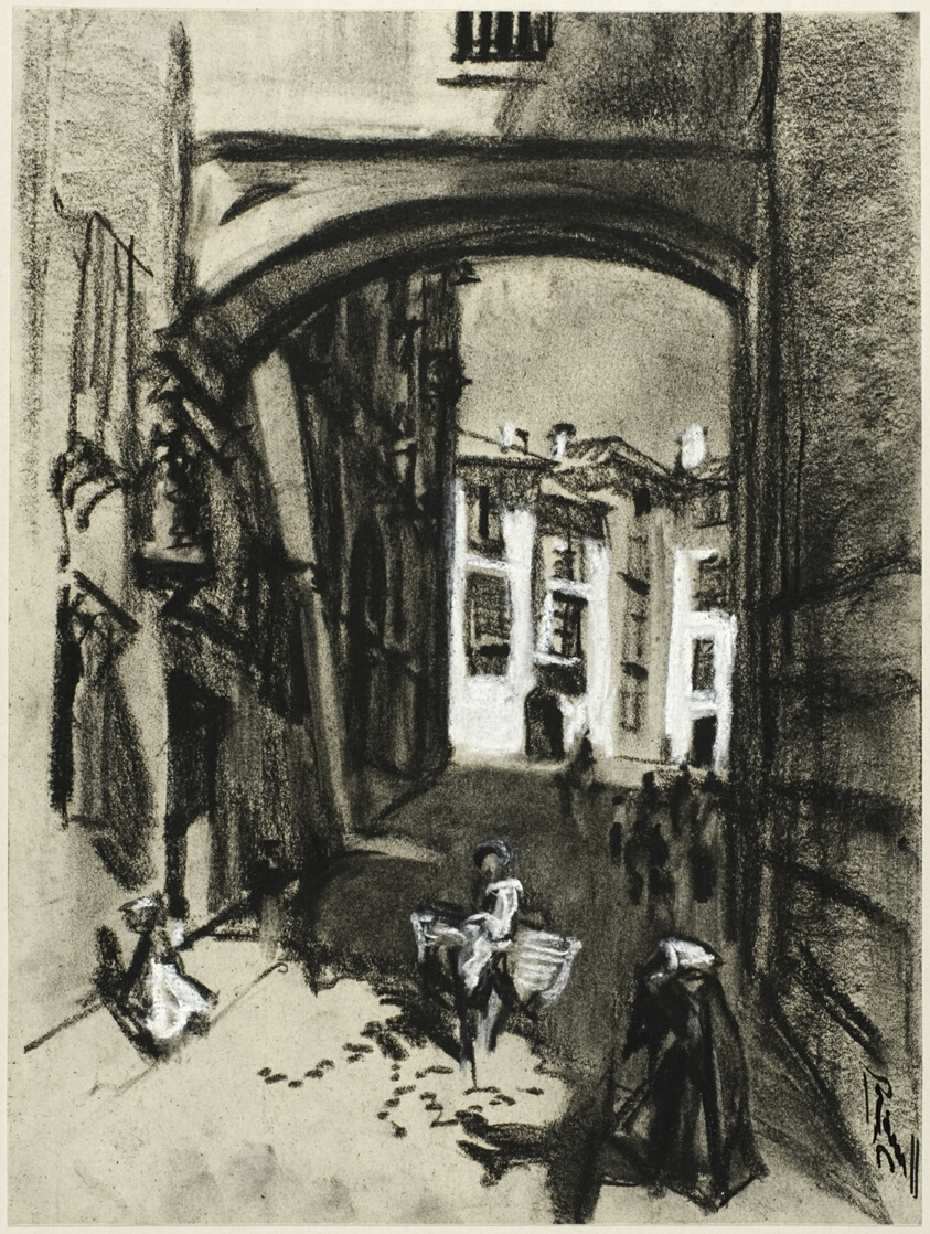 Toledo, Street of the Arch, from Castilian Days by Joseph Pennell