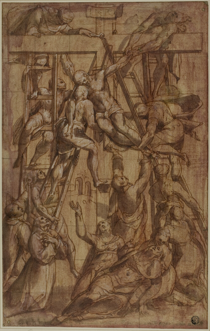 Deposition, with Saint Francis of Assisi and Another Male Saint (Stephen?) by Simone de Magistris