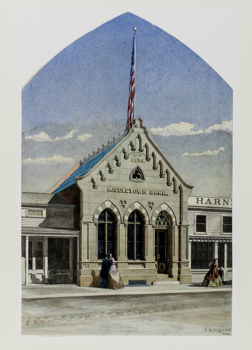Middletown Bank, New York, Perspective by Peter Bonnett Wight