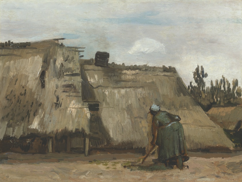 A Peasant Woman Digging in Front of Her Cottage by Vincent van Gogh