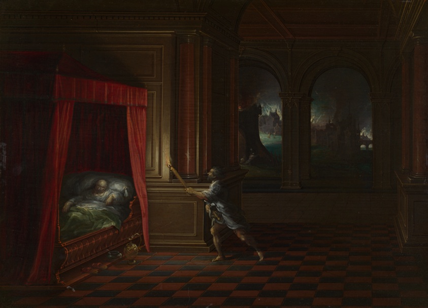 Aeneas Rescuing Anchises from Burning Troy by Hendrick van Steenwijck, the Younger