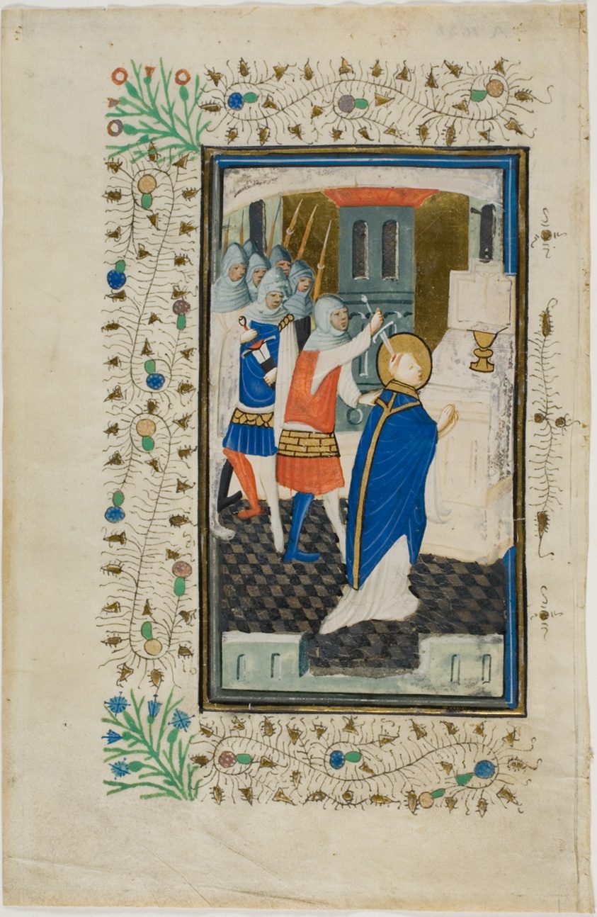 The Murder of Thomas Becket, page one, from a Book of Hours by Nicolas Brouwer