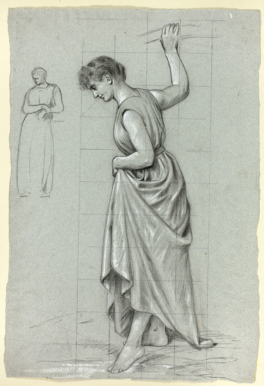 Woman Putting Her Foot into Water, with Small Sketch of Standing Woman by Henry Stacy Marks