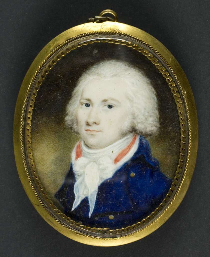 Portrait of a Man with blue coat and red vest by Nathaniel Plimer