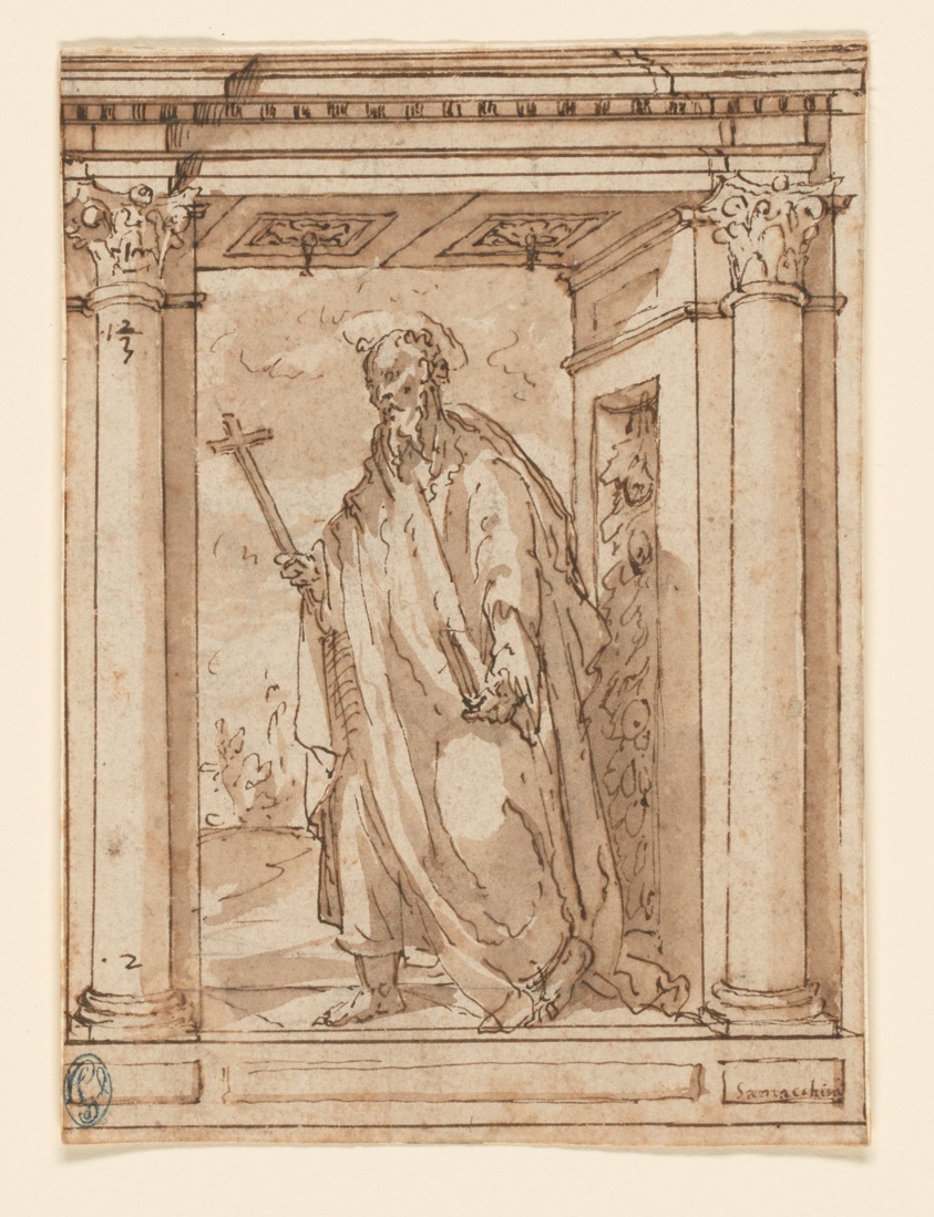 Standing Saint in Portico by Orazio Samacchini