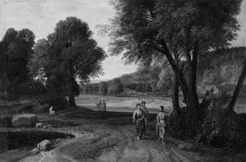 Classical Landscape with Two Women and a Man on a Path by Francisque Millet