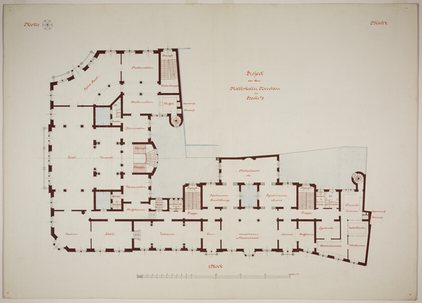 Rathskeller Neubau, Halle (Saale), Saxony-Anhalt, Germany, First Floor Plan by Peter Joseph Weber