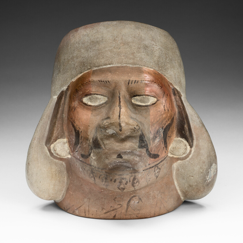 Portrait Vessel of a Young Man with a Scarred Lip by Moche