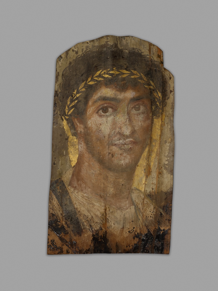 Portrait of a Man Wearing a Laurel Wreath by Ancient Egyptian