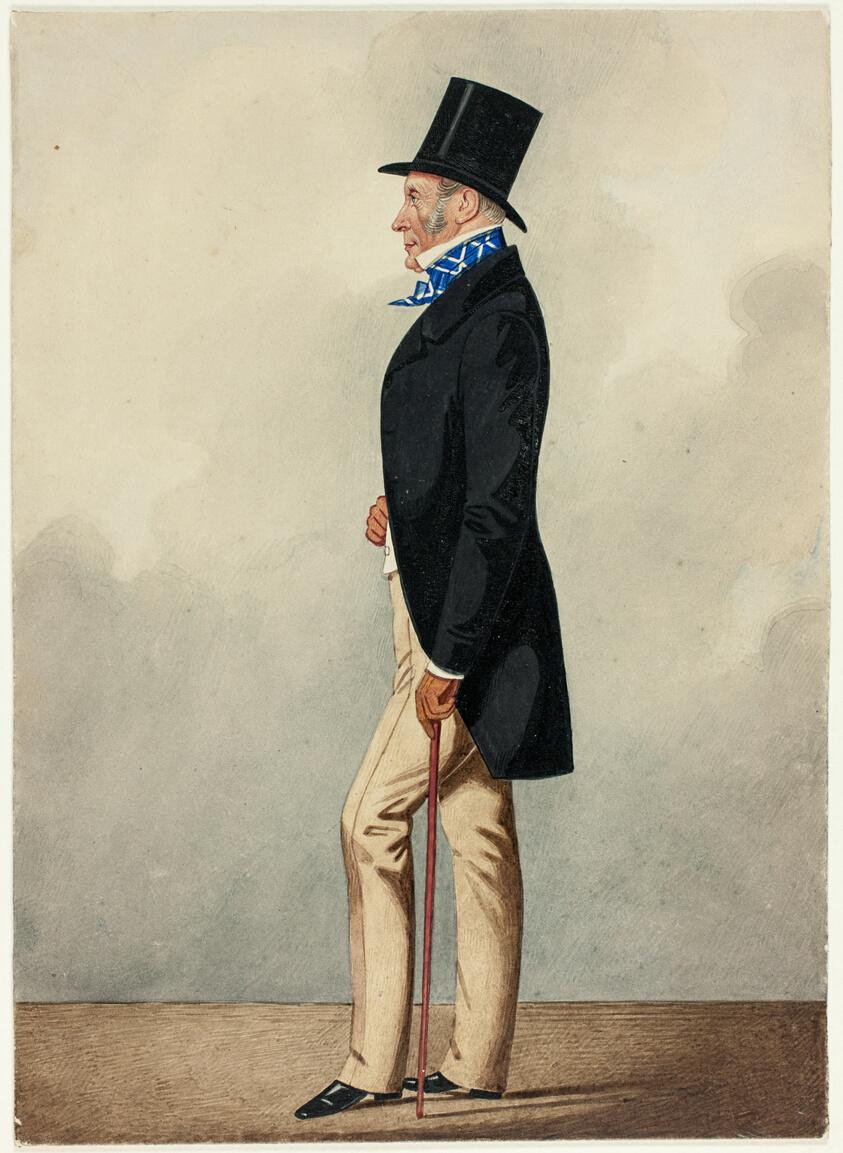 Portrait of Man in Black Coat and Blue and White Cravat by Richard Dighton