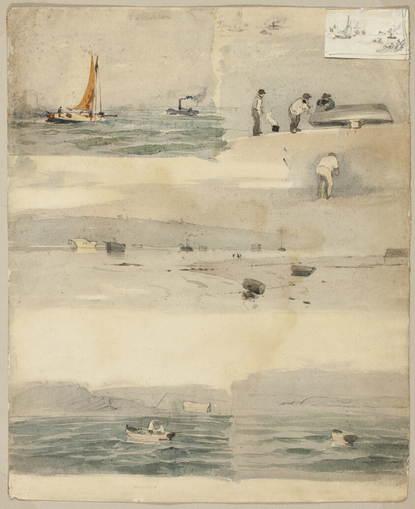 Sketches of Marine Scenes (recto); Two Sketches: Beside Stormy Coast, Cloudy Seascape by Édouard Manet
