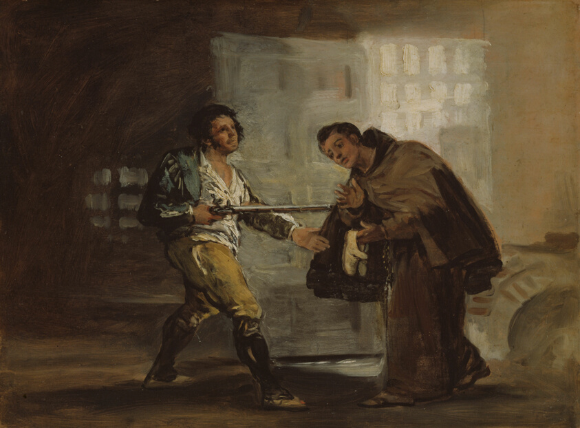 Friar Pedro Offers Shoes to El Maragato and Prepares to Push Aside His Gun by Francisco José de Goya y Lucientes