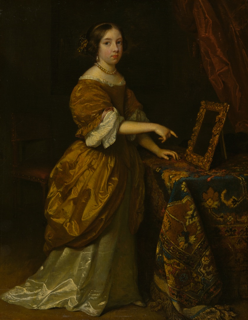 Girl Standing before a Mirror by Caspar Netscher