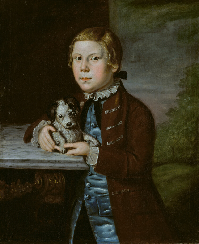 Boy of Hallett Family with Dog by Artist unknown