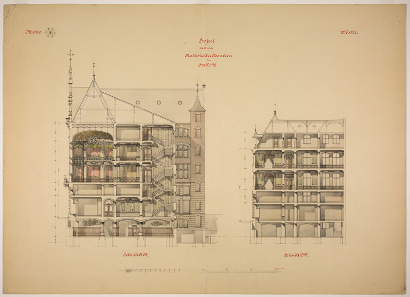 Rathskeller Neubau, Halle (Saale), Saxony-Anhalt, Germany, Two Sections by Peter Joseph Weber