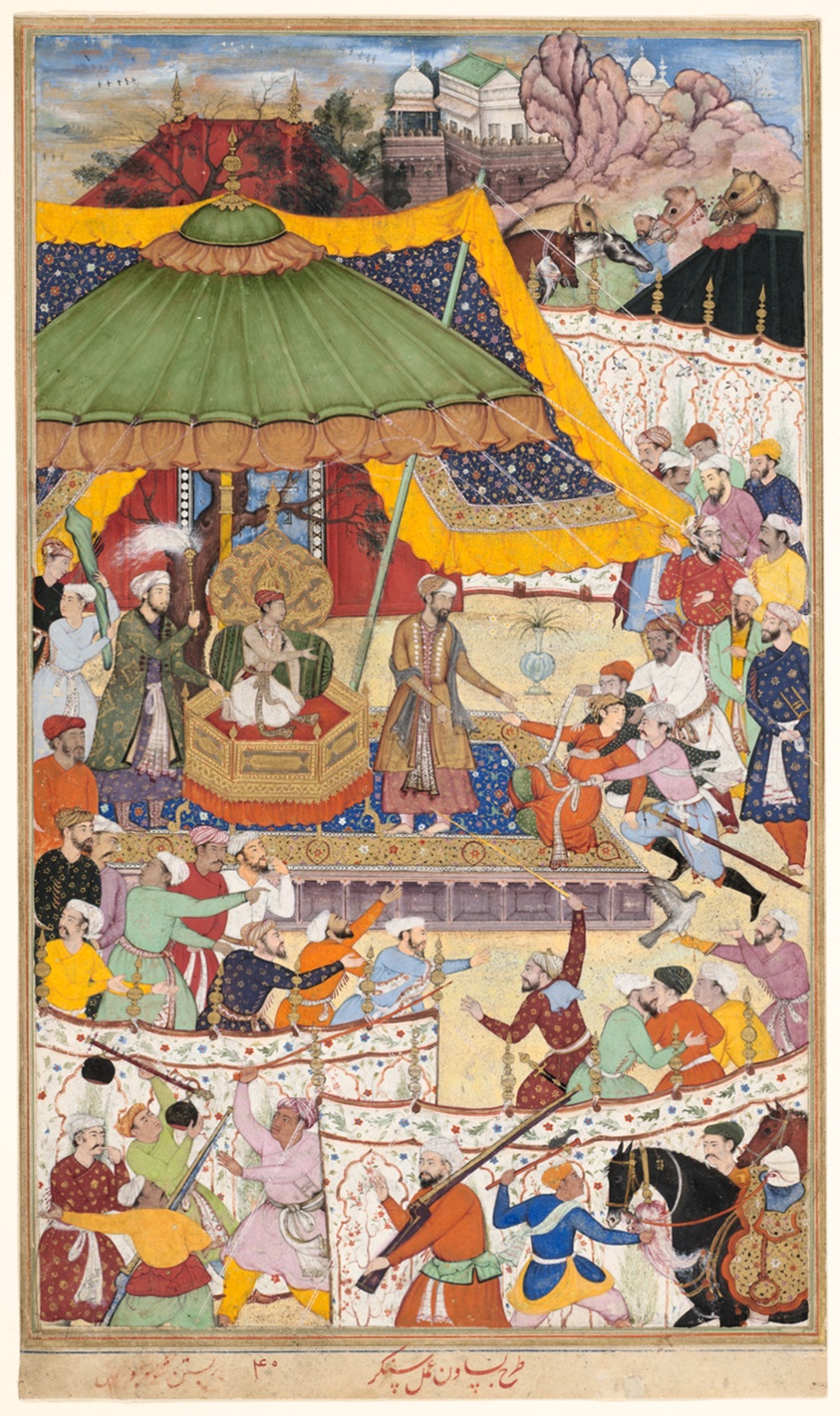 The Young Emperor Akbar Arrests the Insolent Shah Abu’l-Maali, Page from a Manuscript of the Akbarnama by Basawan