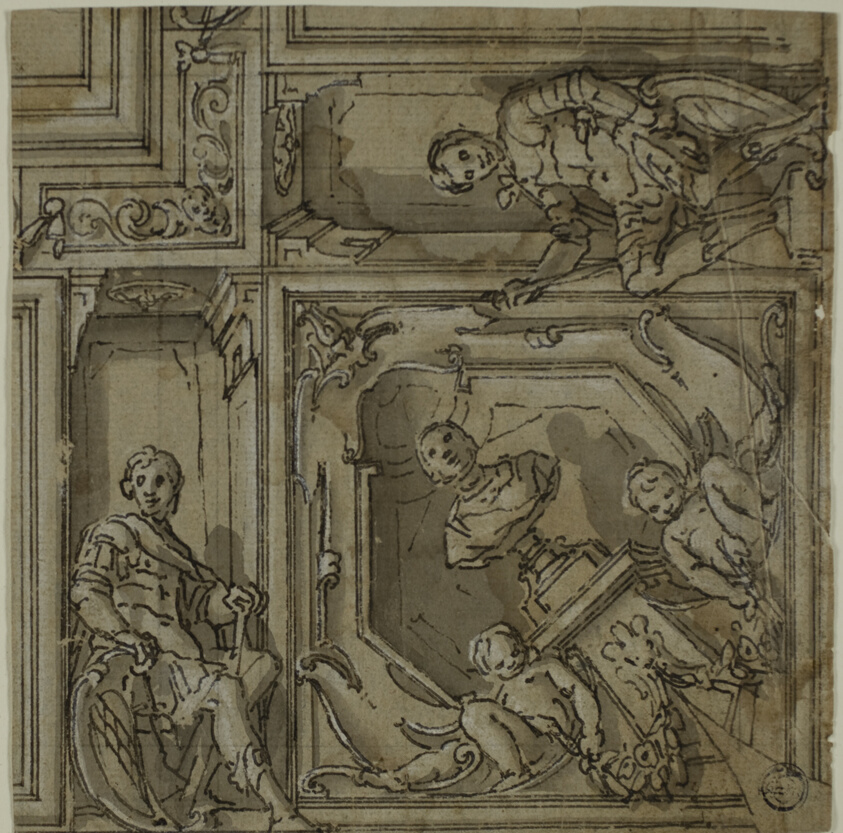 Design for Corner of a Ceiling Decoration by Lazzaro Tavarone