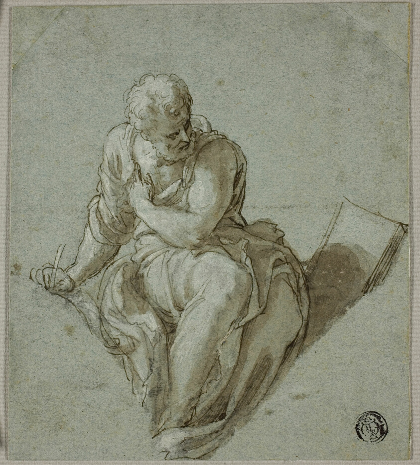 Seated Prophet or Evangelist Writing by Giuseppe Porta, called Giuseppe Salviati