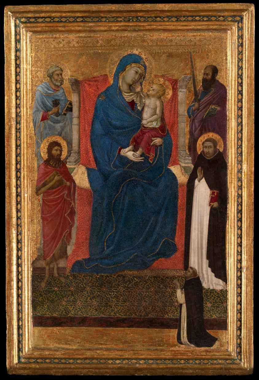 Virgin and Child Enthroned with Saints Peter, Paul, John the Baptist, and Dominic and a Dominican Supplicant by Ugolino di Nerio