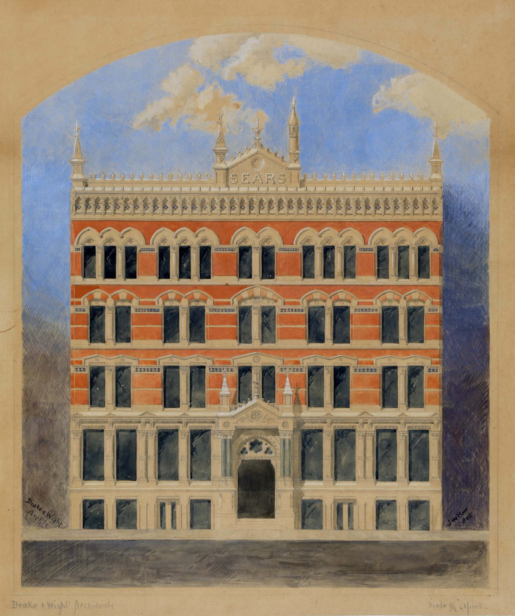 Sears Building, Chicago, Illinois, Elevation of Competition Drawing by Drake + Wight